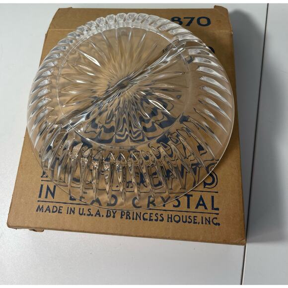 Vintage Princess House Highlights Lead Crystal Serving Dish # 870 - with Box - Picture 4 of 7